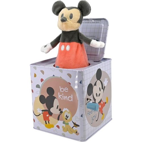 KIDS PREFERRED Disney Baby Mickey Mouse Jack in The Box Musical Toys for Babies and Toddlers, Plays “The Mickey Mouse March” Mickey Springs Out from A Colorful Box