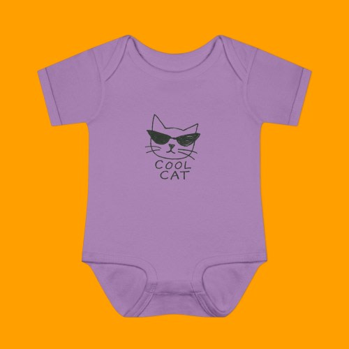 Cool Cat Infant Baby Bodysuit Onesie, Hand-Drawn Kitty, Baby Shower Gift, Cute Baby Outfit, Cat Lover Baby Clothing
