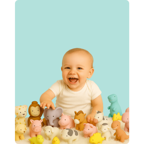 Giraffe Organic Natural Rubber Rattle, Teether & Bath Toy