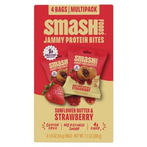 Smash Foods Gluten Free Sunflower Butter & Strawberry Jam Protein Bites - 8g Protein - 7.1oz/4pk