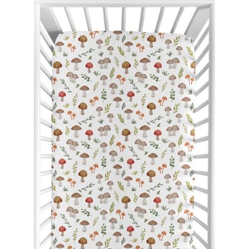 Sweet Jojo Designs Boy Girl Gender Neutral Unisex Baby Fitted Crib Sheet Watercolor Woodland Forest Animals Red Green and Brown