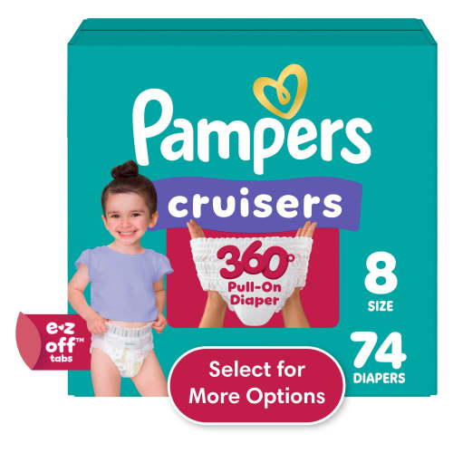 Pampers Diapers - Cruisers 360 degrees - Size 8, 74 Count