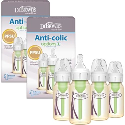 Dr. Brown's Anti-Colic Options+ Narrow PPSU Baby Bottle, 4 oz, 4-Pack