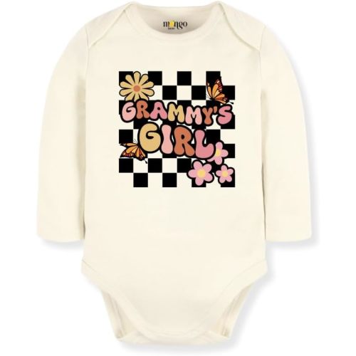Grammy's Girl Checker Cute Baby Bodysuit Shirt Premium Custom Baby Clothes Unisex Baby Gift for Mom Newborn