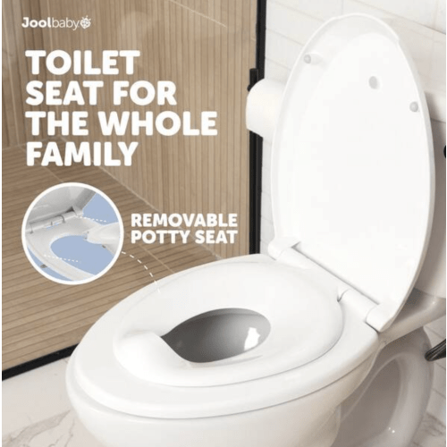 Jool Baby Quick Flip Built in Potty Elongated Toilet Seat with Splash Guard in White