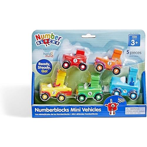 hand2mind Numberblocks Mini Vehicles, Race Car Toys, Toy Vehicle Playsets, Play Figure Playsets, Small Figurines for Kids, Number Toys, Counting Toys, Math Toys for Kids 3-5, Birthday Gifts for Kids