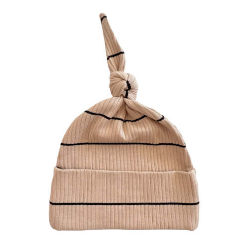 Tan/Black Stripe / Organic Ribbed Beanie