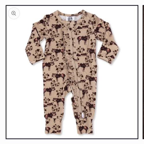 Prairie Rose -Ruffled- Folding Feet Jammies – Cowkid Clothing Company