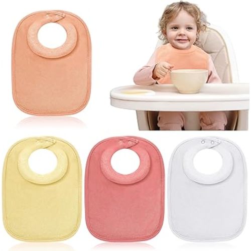 4 Pcs Baby Feeding Bibs for Drooling and Teething Comfi Neck Baby Bib with Padded Collar Absorbent