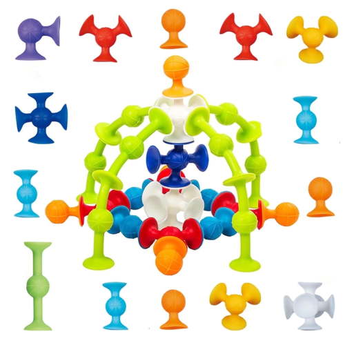 Norkbeng 40 Pieces Learning Bath Toys, Kids Sensory Suction Cup Silicone Toy, Educational Gift for Ages 3-6