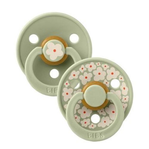 Bibs Studio Collection Colour Jasmine Floral Latex Pacifier 6-18 Months - Jasmine Sage Mix - 2pk