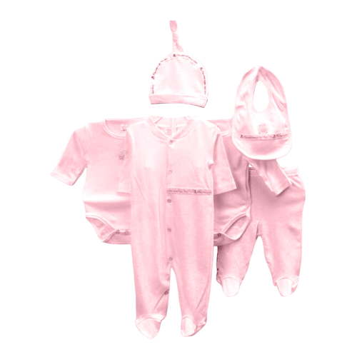 YDFCWX Baby Must Haves For Newborns Baby Boy Girl Clothes 6PCS Layette Set Newborn Tops+Hat+Pants+Bib+Sock Shose+Romper for 0-9 Months,Pink