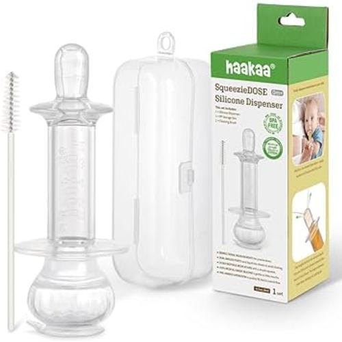 Haakaa SqueezieDOSE Silicone Liquid Dispenser (8ml) – Multi-Purpose Baby Feeding Syringe/Liquid Medicine Dispenser – Accurate Dosing for Kids’ Medication 0 Month +