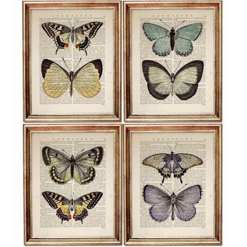 Christmas Gifts Set of 4 Prints, Butterfly Wall Art Print, Butterfly Nursery Decor, Dictionary Art Print Butterfly Wall Decor Butterfly Art