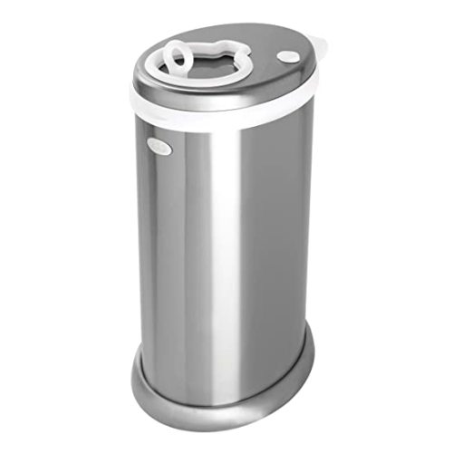Ubbi Steel Diaper Pail, Odor Locking, No Special Bag Required, Award-Winning, Registry Must-Have, Chrome | Award-Winning Registry Must-Have, Childproof Safety Lid with Lock, Holds Up To 55 Newborn Diapers, Modern Nursery Essential