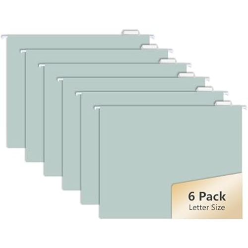 6pcs MagDurnus Hanging File Folders, Pastel Color Design,Letter Size with 1/5 Adjustable Cut Tabs, Blue, Decorative,Drawer,Desk and Cabinet Use