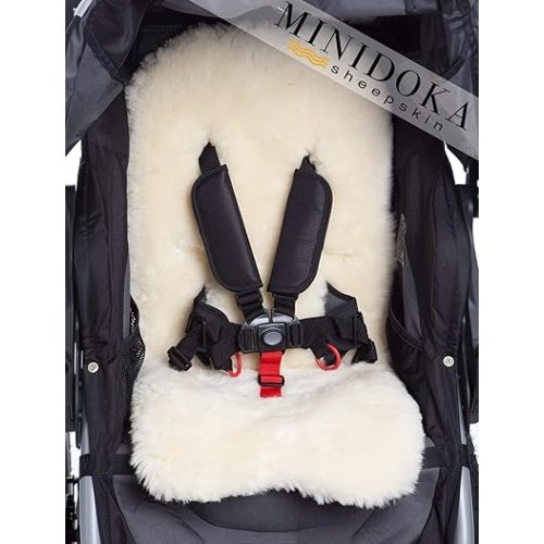 Desert Breeze Distributing Sheepskin Stroller Liner Insert - Stroller Mat for Seat Support - Baby Sheepskin Rug for Pushchair - Silky Soft Baby Cooling Mat for Travel in Summer or Winter Season