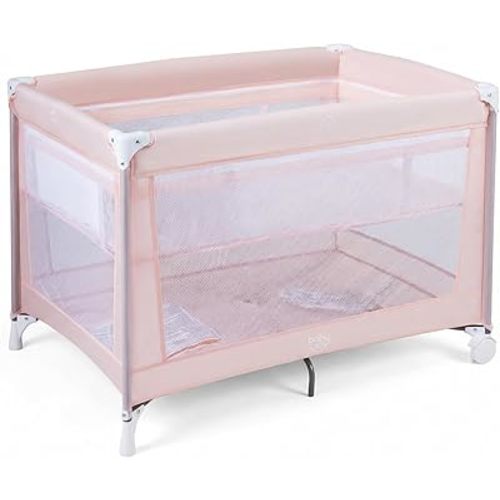BABY JOY Pack and Play with Bassinet, Portable Playard for Baby, Double Layer Foldable Baby Playpen with Mattress, Lightweight Pink Travel Crib with Bassinet & Carry Bag from Newborn to Toddlers