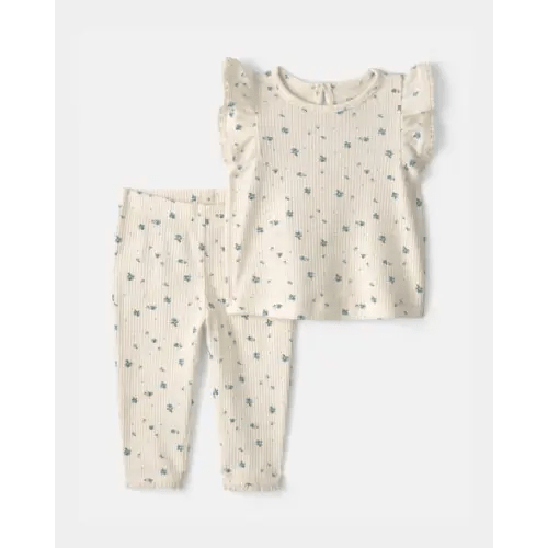 Baby Girl 2-Piece Blueberry Short-Sleeve Top & Pant Set - Ivory | Carter's