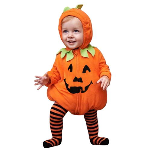 RMGVDSD Baby Boy Clothes Halloween Party Outfit Set Long Sleeve Zipper Hooded Romper Jacket Tops Striped Pants Footed Leggings Outfits 0-6 Months