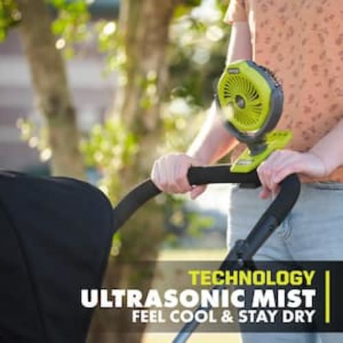 USB Lithium Cordless Ultrasonic Misting Clamp Fan Kit with USB Lithium 2Ah Battery and Charging Cable