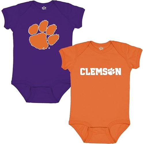 Little King NCAA Bodysuit 2 Pack Short Sleeve-100% Cotton-Infant Sizes 0-3M 6M 12M 18M