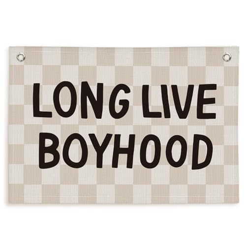 Lacama Long Live Boyhood Boys Room Decor, Boy Nursery Decor, Canvas Banner Wall Hanging Banner Flag Decor for Nursery Playroom Toddler Room, Boys Kids Rooms Decor 30x20 Inch