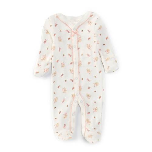 Starting Out Baby Girls Long Sleeve Fold-Over Cuffs Ballet Print Footie Coverall