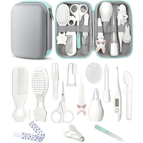 Baby Healthcare and Grooming Kit, Safety Newborn Nursery Baby Care Kit, with Hair Brush Comb, Nail Clipper, Thermometer, Pacifier Clip, Baby Registry Search, Baby Girl Boy Newborn Essentials