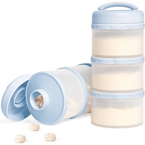 Termichy Stackable Formula Dispenser Portable Milk Powder Container, 2 Pack, Misty Blue