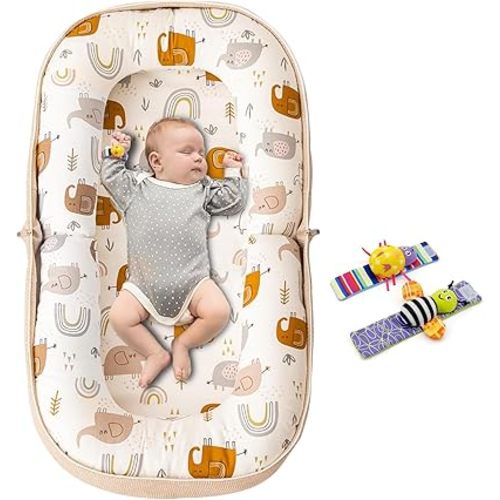 Baby Lounger Baby Nest for Newborn 0-24 Months Breathable & Soft Baby Bed Portable and Lightweight Lounger for Home and Travel Co Sleeper Bassinet Newborn Babies Essentials Gifts Converts to Backpack
