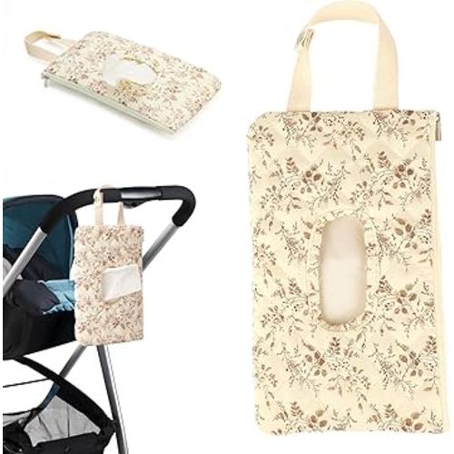 Wipes Dispenser，Portable Wipes Holder for Outdoor, Refillable Wipes Container, Wet Wipe Pouch for Travel, Wipe Holder for Diaper, Resuable Wipes Case for Hiking, Stroller Daily Casual - Beige