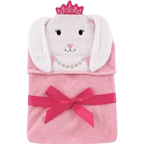 Hudson Baby Unisex Baby Cotton Animal Face Hooded Towel, Princess Bunny, One Size