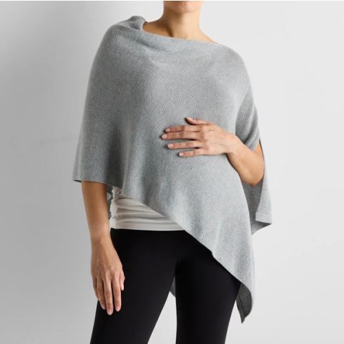 Lightweight Cotton Cashmere Nursing Shawl in Heather Grey