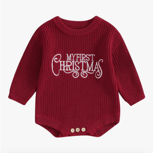 Adobabirl Baby Girl Boy Knitted Sweater Bubble Romper Long Sleeve Jumpsuit Festival Outfit Fall Winter Spring Clothes