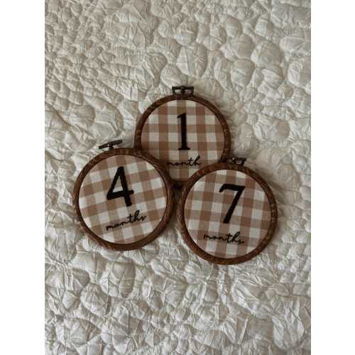 Baby Milestone Embroidery Hoop, Monthly Milestone for pictures, Baby Shower Gift, Handmade Embroidered