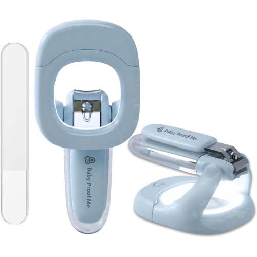 Baby Proof Me Baby Nail Clippers and File Set, LED Light and Magnifier