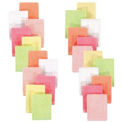 Hudson Baby Infant Girl 24pc Rayon From Bamboo Woven Washcloths, Citrus, One Size