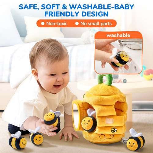 Soft Baby Beehive Toy - Plush Sensory Honeybee Set – JoyCat