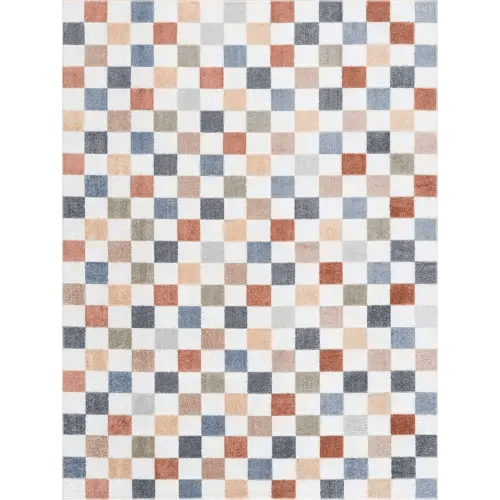 Alie Colorful Checkered Washable Rug | Colorful Checkered Rug