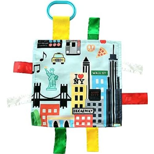 Baby Jack & Co 8x8” Learning Lovey NYC New York Tag Toys for Babies - Baby Crinkle Toys - Soft & Safe - Learn USA Cities and Shapes - Ideal Baby Toy & Gift BPA Free w/Stroller Clip