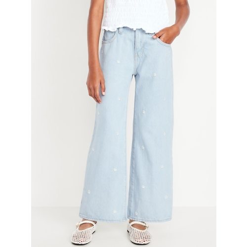 High-Waisted Embroidered Baggy Wide-Leg Jeans for Girls