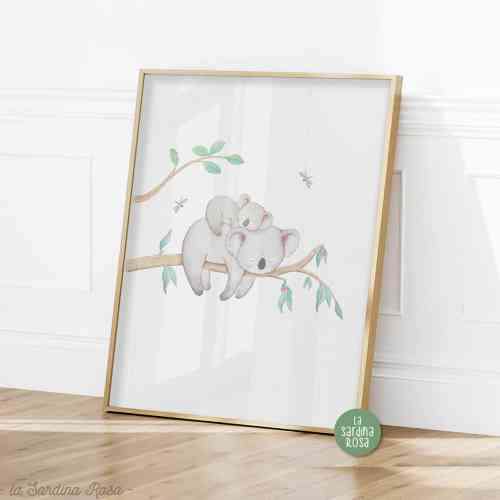 Koala bear nursery print, Mom and baby, Australian animals print, Baby koala wall art, Gender neutral Kids room print, Newborn baby gift .