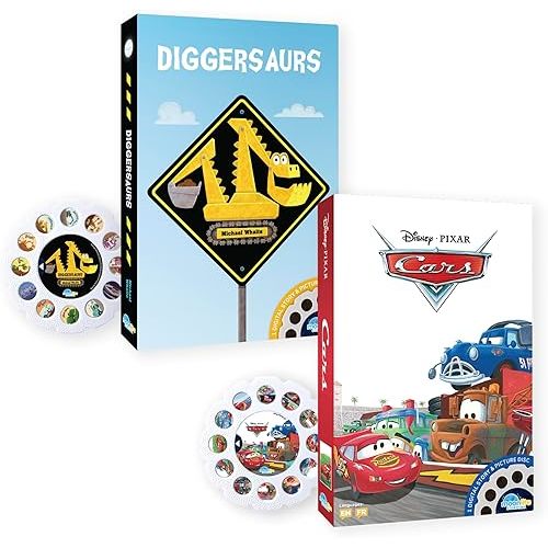 Moonlite Storytime Storybook Reels, 2 Story Set, Cars and Diggersaurs, Digital Stories for Projector, Toddler Early Learning Gifts for Kids Ages 1 Year and Up