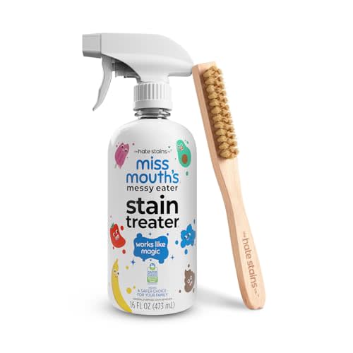 Miss Mouth's Messy Eater Stain Treater 16oz and Laundry Brush – Gentle Fabric Scrub Brush for Spot Cleaning, Pre-Treating Stains & Delicates
