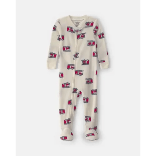 Baby Boy 1-Piece Firetrucks Thermal Snug Fit Footed Pajama - Cream | Carter's