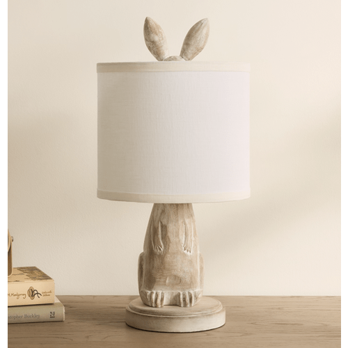 Carved Wood Bunny Table Lamp (18")