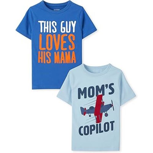 The Children's Place Unisex-Baby and Toddler Dinos,Animals,Cars Short Sleeve Graphic T-Shirts,2 Pack