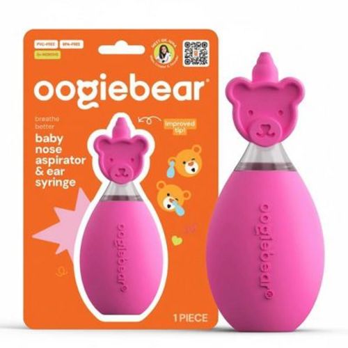 oogiebear Bulb Aspirator Handheld Baby Nose Cleaner for Newborns, Infants, and Toddlers - Raspberry
