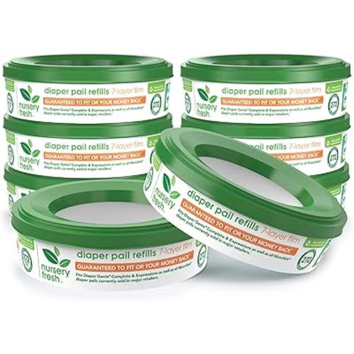 Nursery Fresh® Refill Rings for Diaper Genie® and Munchkin® Diaper Pails, Holds up to 2,176 Newborn Diapers, 8 Pack